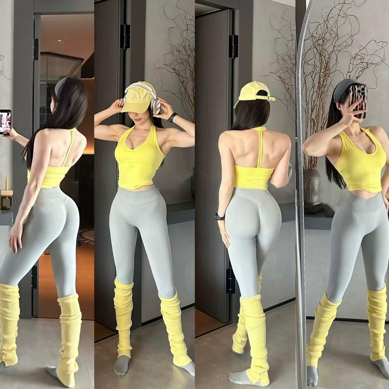 一体式美背带胸垫瑜伽背心女