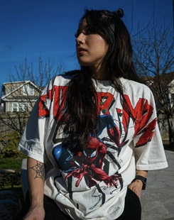 【清仓价】Civilregime蜘蛛侠情侣运动健身T恤女休闲短袖外穿上衣