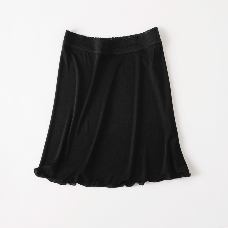 실크 페티코트 바닥 스커트 스커트 잠옷 중간 및 짧은 스커트 뽕나무 실크 니트 섹시한 레이스 레이스 엉덩이 덮음