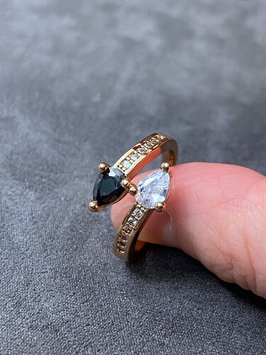 小众TOSH黑白锆钻镀金男士戒指