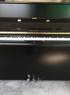 深圳原装进口二手钢琴 三益SAMICK SU-118SE漂亮黑色哑光