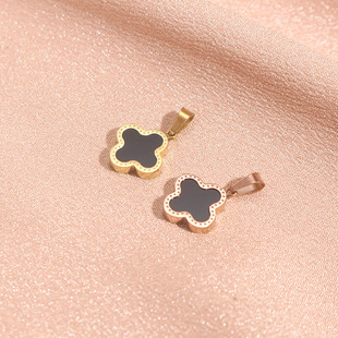 四叶草吊坠单坠 不含链钛钢彩金坠子女款单颗项链坠