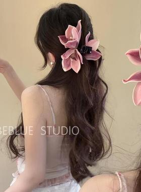 蕙兰恋歌~超仙纯欲氛围感蕙兰花发夹女紫色花朵抓夹拍照头饰发饰