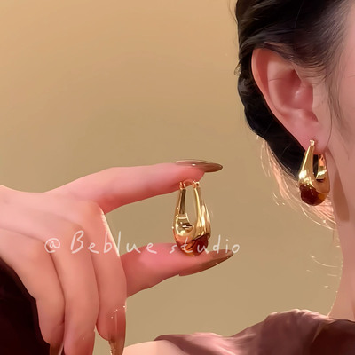 当代名伶~独特金色美拉德耳钉小众设计耳环2025新款秋冬气质耳饰