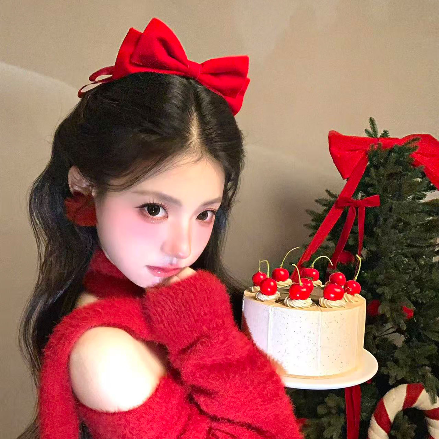 新年礼物~红色丝绒蝴蝶结发夹发饰女高级感发卡顶夹头饰新娘发卡