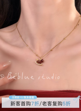 小马顺意~新年红色滴釉小马金色项链女本命年轻奢小众高级毛衣链