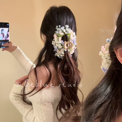 氛围感的神！刘亦菲同款满天星头花朵抓夹女发夹头饰绝美新娘发饰