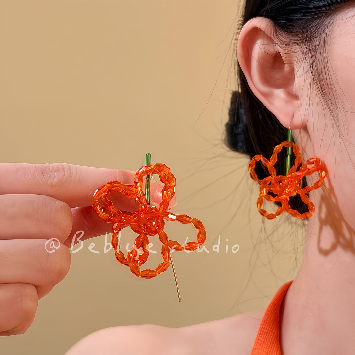 灿然夏花~春夏氛围感橘色串珠花朵耳钉女耳环度假风海边拍照耳饰,饰品/流行首饰/时尚饰品新,耳环,淘宝优惠券,粉丝福利购,淘宝优惠卷
