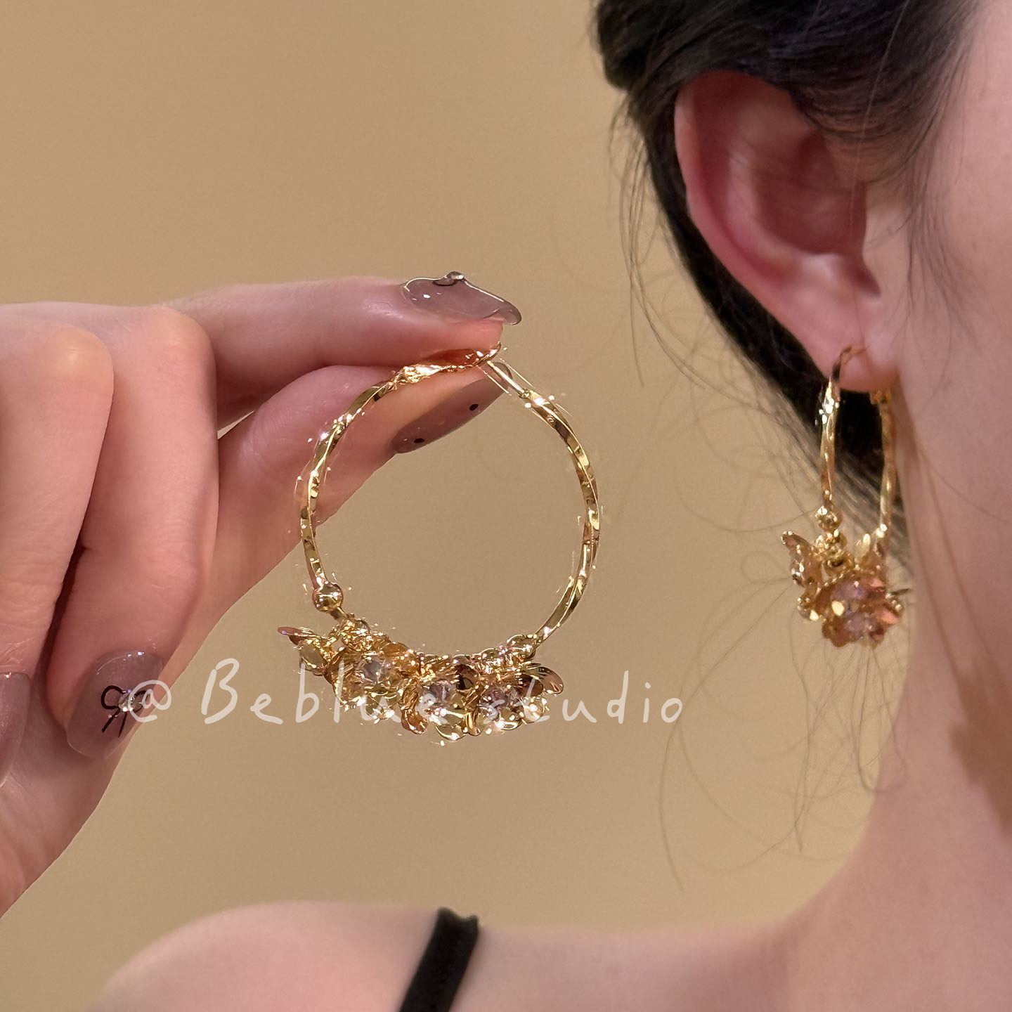 醉金鎏花~金色碎花朵大圈耳环耳圈女轻奢小众高级感耳钉独特耳饰,饰品/流行首饰/时尚饰品新,耳环,淘宝优惠券,粉丝福利购,淘宝优惠卷