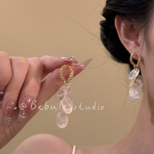 波波里晚风~高级感天然贝壳流苏耳环女夸张海边度假风耳饰耳夹