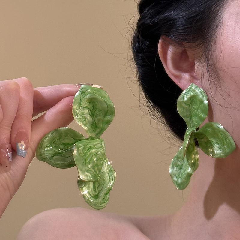 幻翠迷韵~春夏夸张花朵耳环设计高级感耳钉气质大气独特耳饰女