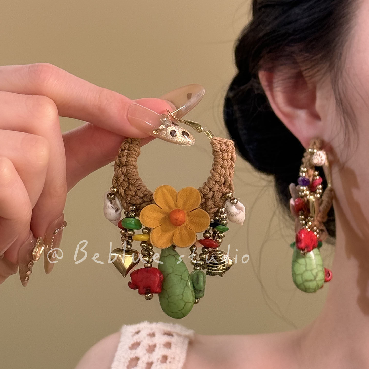 扶桑花林~复古绿色花朵流苏耳圈女海边度假风耳环波西米亚风耳饰,饰品/流行首饰/时尚饰品新,耳环,淘宝优惠券,粉丝福利购,淘宝优惠卷