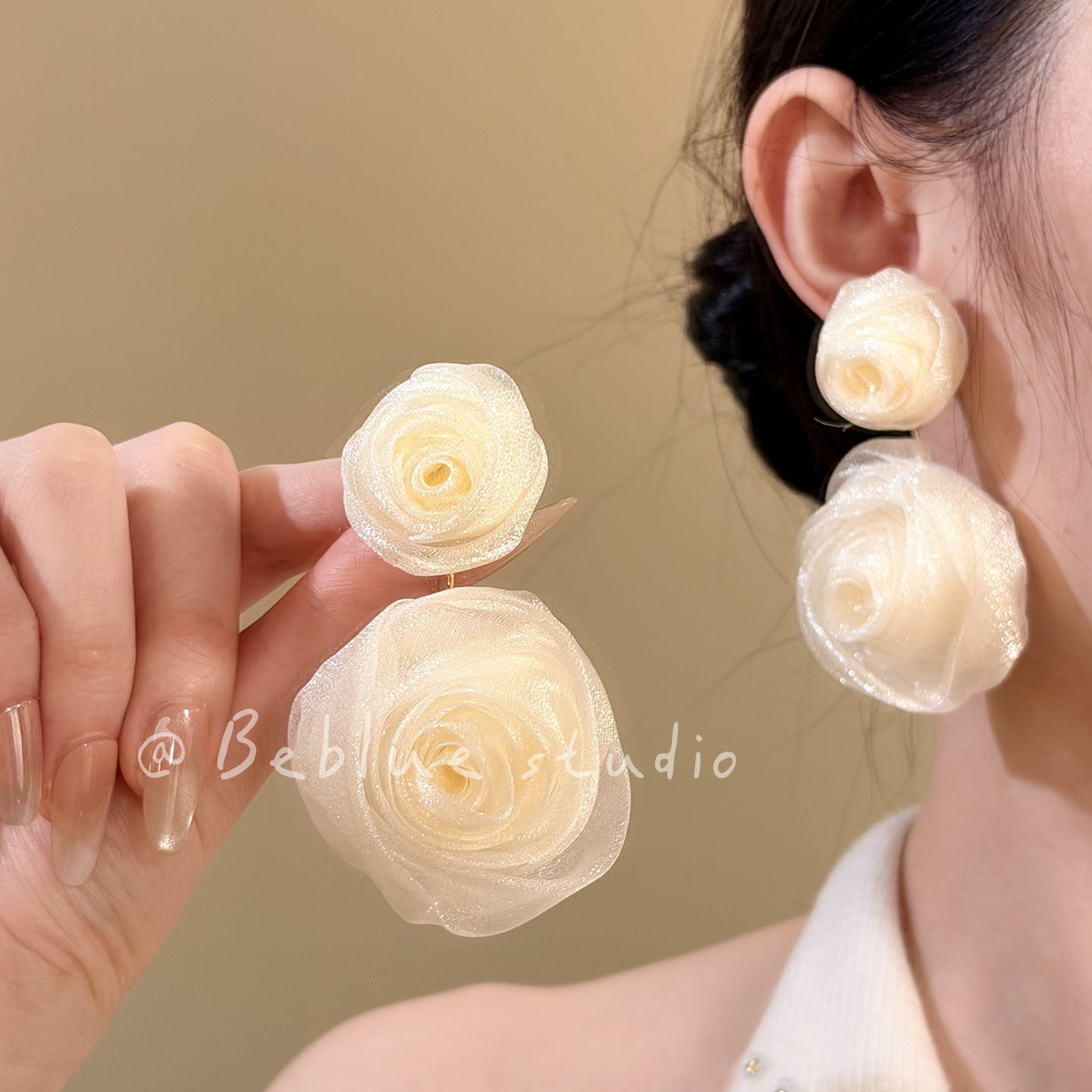 温柔玫瑰~超仙白色玫瑰花朵耳钉女度假风海边拍照耳环独特耳饰,饰品/流行首饰/时尚饰品新,耳环,淘宝优惠券,粉丝福利购,淘宝优惠卷