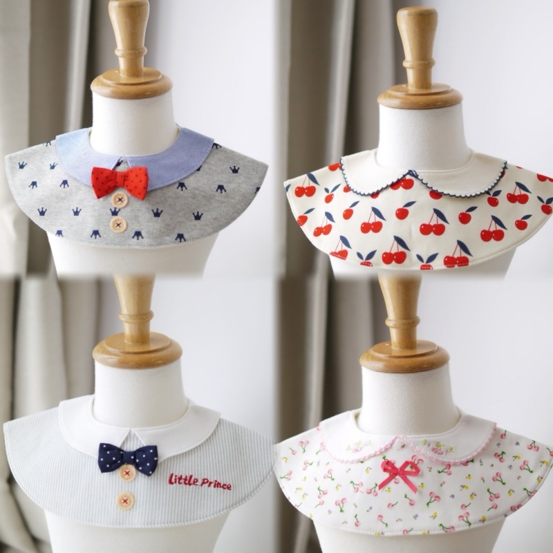 特价全棉婴儿360旋转无荧光圆形口水巾儿童防水围嘴卡通宝宝围兜