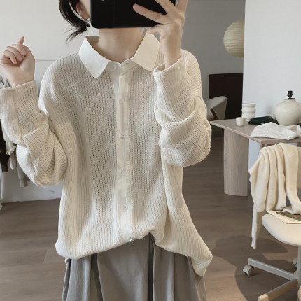 长袖衬衫女式春秋季新款宽松大码显瘦韩版简约小众设计感减龄上衣