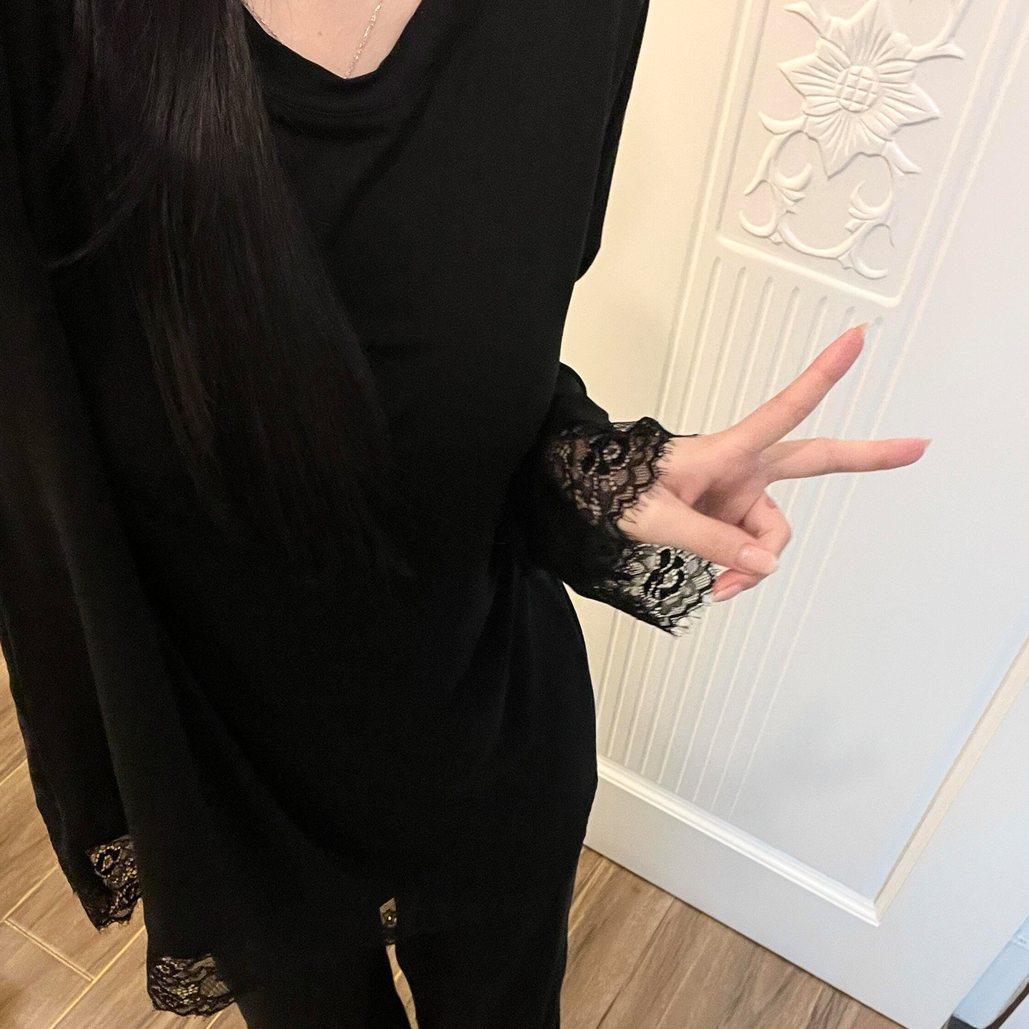 又纯又欲！all black+蕾丝拼接睡衣杀疯了！韩系高级慵懒风家居服