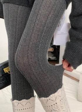 miu系麻花辫叠穿~竖条纹+麻花纹理连裤袜也太高级了~秋冬打底袜！