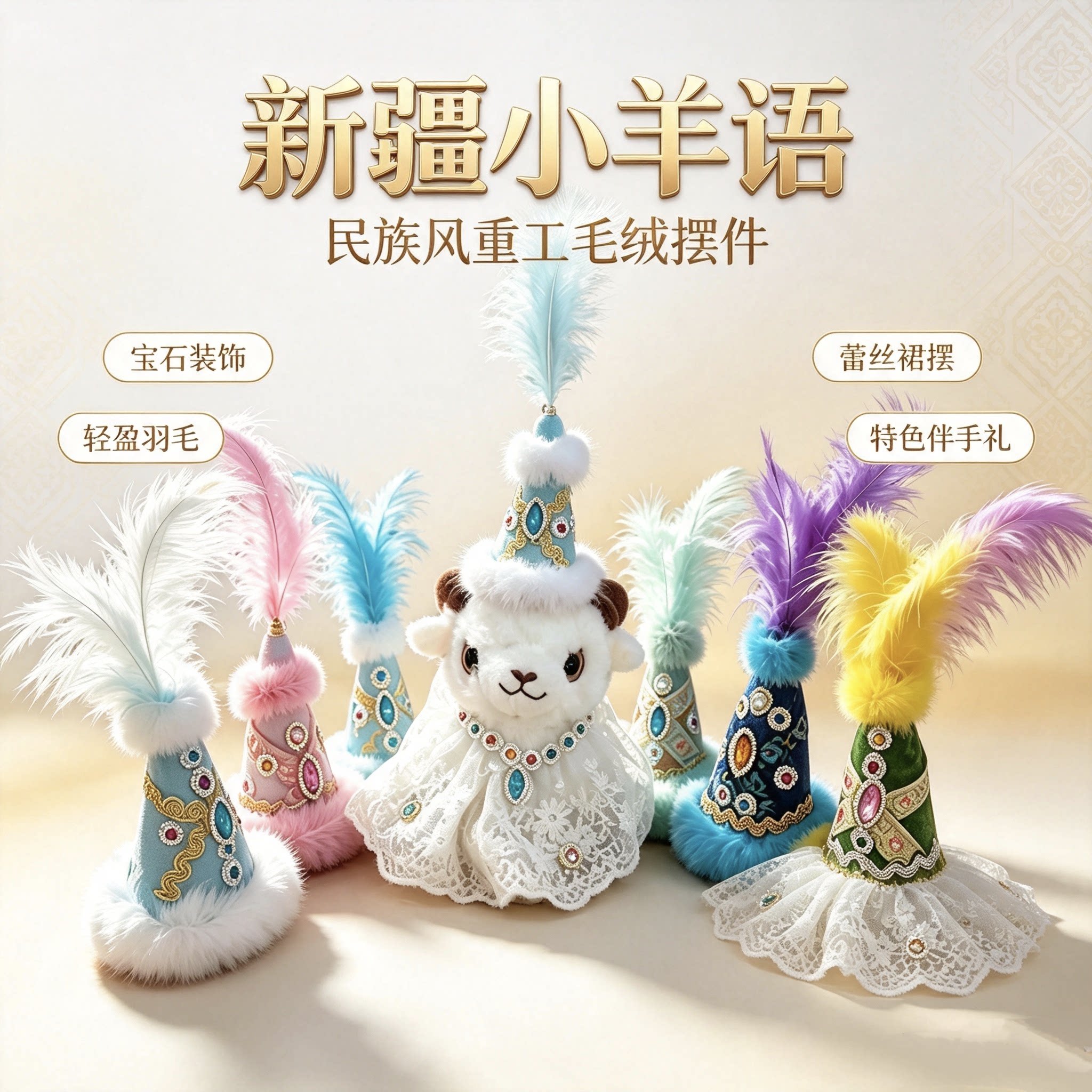 新疆小羊特色毛绒玩偶手工制作毛绒公仔伴手礼DIY小羊礼品摆地摊