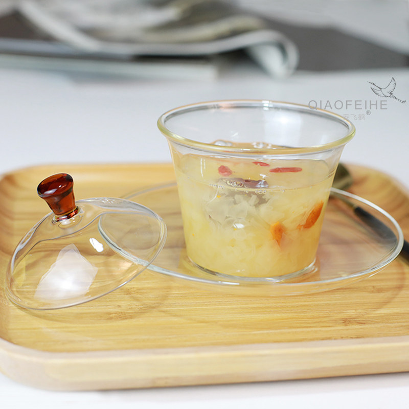 创意透明玻璃燕窝盅甜品鱼翅碗银耳莲子羹带盖套装鸡蛋盅点心粥碗