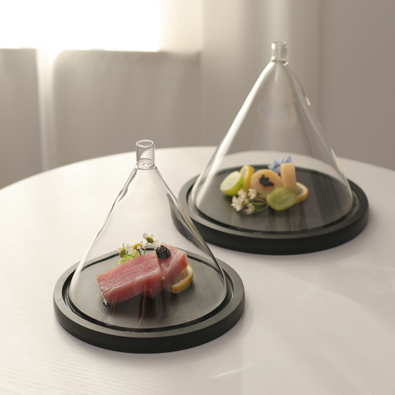 分子料理烟熏透明玻璃玻璃罩锥形盖子酒店用品冒烟特色意境菜器皿,餐饮具,玻璃餐具套装,淘宝优惠券,粉丝福利购,淘宝优惠卷
