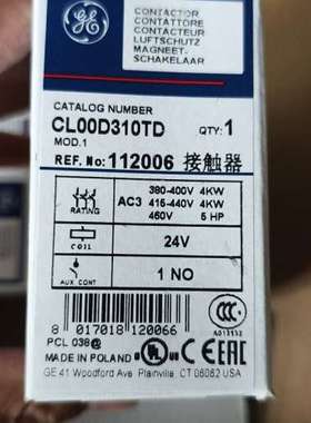 适用GE接触器CL00D310TD，波兰进口，24V线圈议价