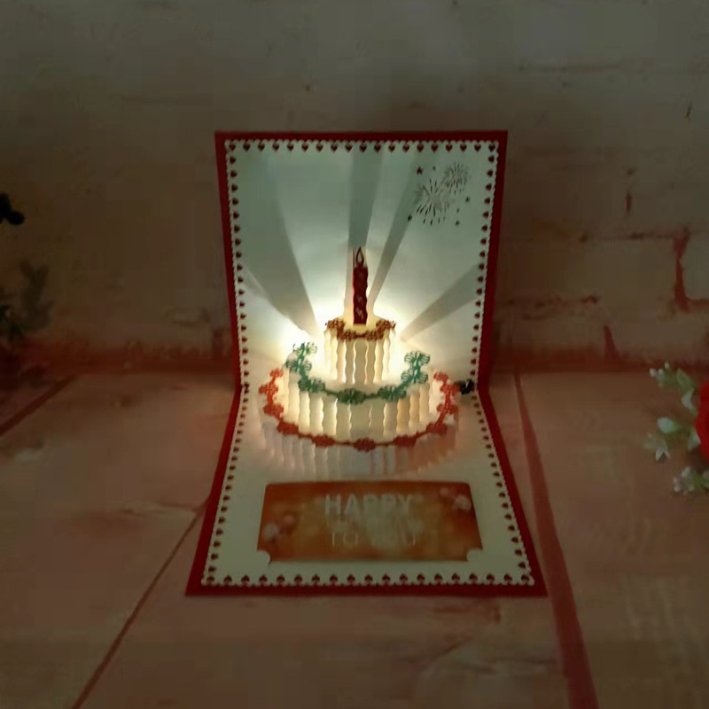 生日蛋糕祝福印刷留言卡3D立体卡