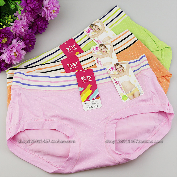 正品彩田内裤女莫代尔低腰36038时尚波点缤纷色彩动感活力学院风