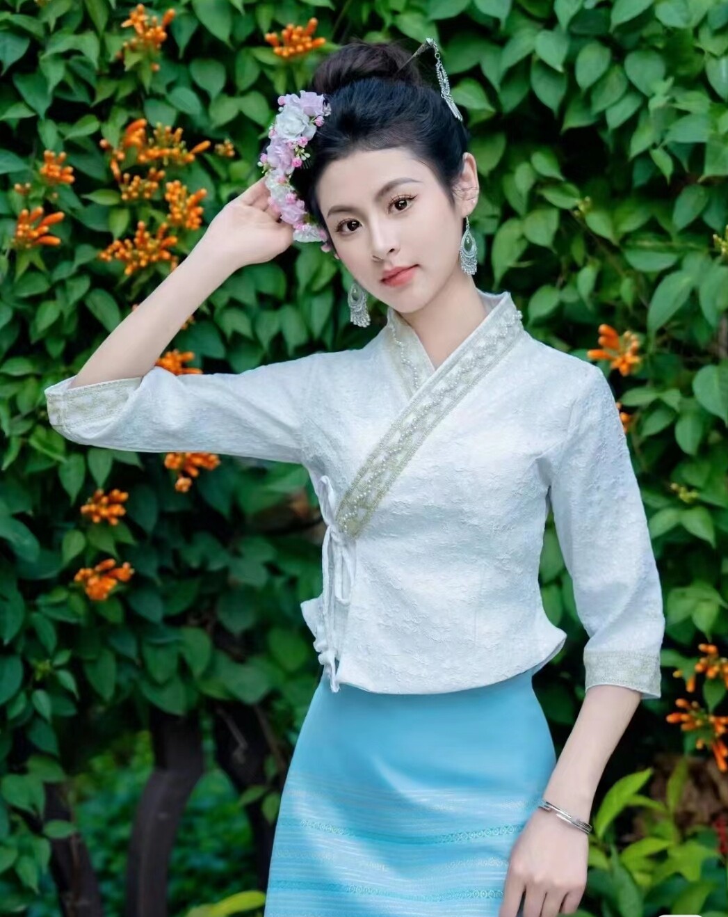 西双版纳新款傣族服装女长裙工作服传统生活套装日常泰式夏款