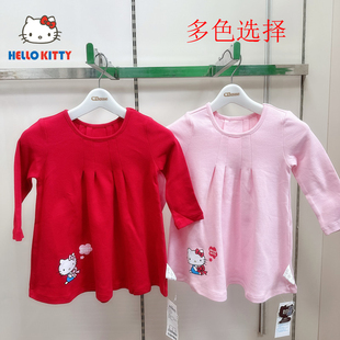 HelloKitty女童长袖连衣裙春秋多色纯棉婴儿打底衣童装清仓