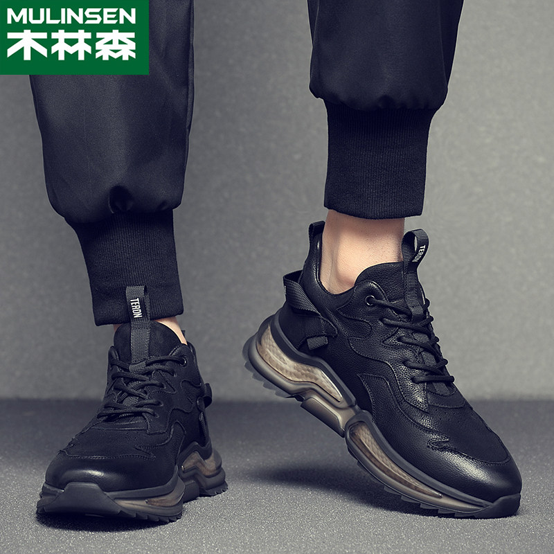 MULINSEN 남성 신발 2024 겨울 신작 캐주얼 스포츠 신발 남성  가죽 통기성 한국어 버전 다목적 강화 신발 트렌드