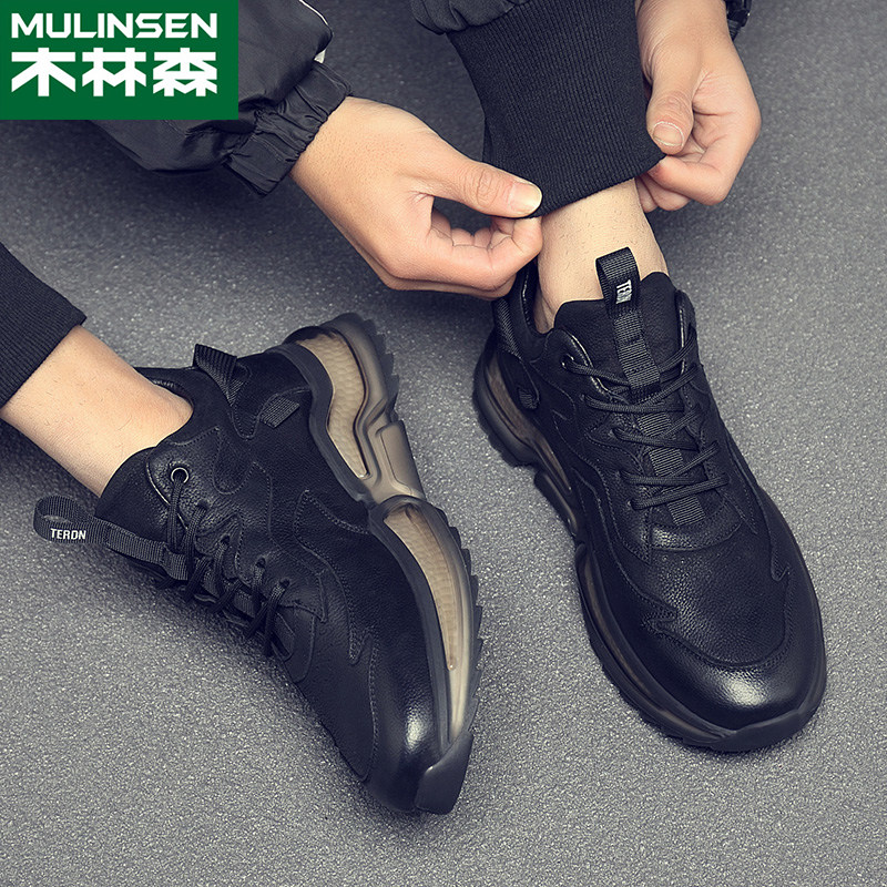 MULINSEN 남성 신발 2024 겨울 신작 캐주얼 스포츠 신발 남성  가죽 통기성 한국어 버전 다목적 강화 신발 트렌드