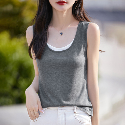 26夏季新款假两件撞色吊带背心女