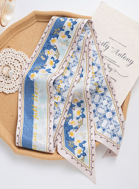 Date35th原创花朵丝带女夏季长条丝巾绑包绑发百搭高级感发带飘带