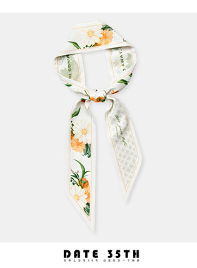 Date35th春洋甘菊丝巾小长条丝带绑包窄飘带百搭发带两用领巾腰带