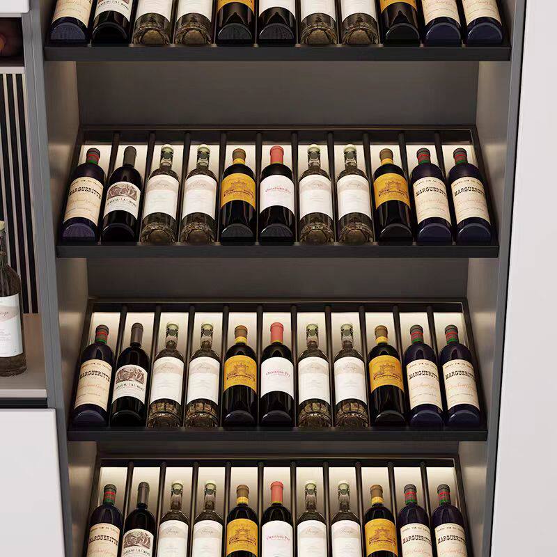 高端红酒架金属层架斜放葡萄酒装饰酒柜架子发光酒瓶层板定制黑色