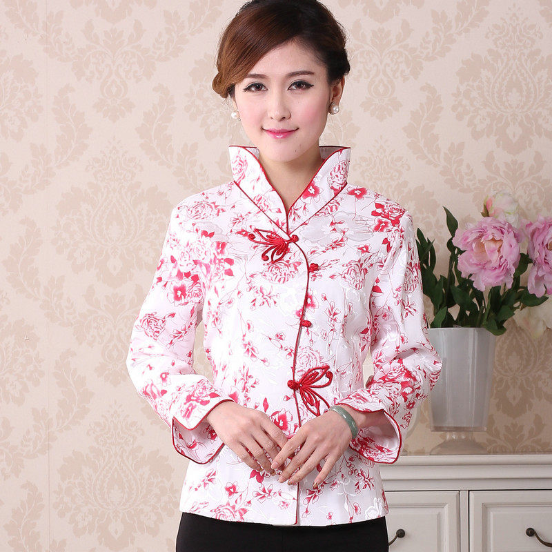 蝴蝶扣年轻唐装女士长袖旗袍上衣汉服茶服工作服日常春秋装外套女