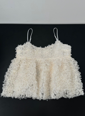 韩国同款  monoha1021816  立体花朵吊带上衣/松紧腰半身裙套装