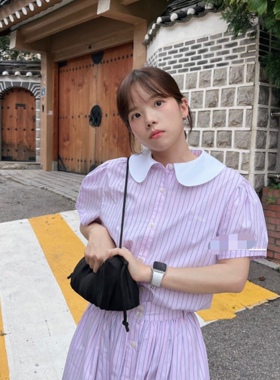 韩国 fletta 同款 棉100%衬衫/半身裙套装 粉色/蓝色