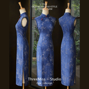 大弹力丝绒旗袍夏长款 跳舞国风连衣裙高端大气显瘦复古 改良新中式