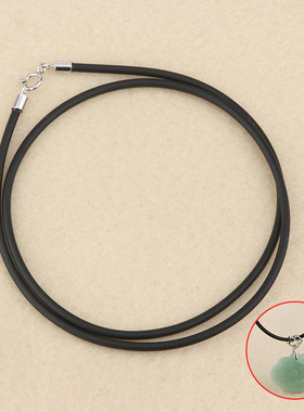 庭祥s925纯银扣皮绳项链绳挂件吊坠项链挂绳黄金翡翠玉佩男女蜡绳