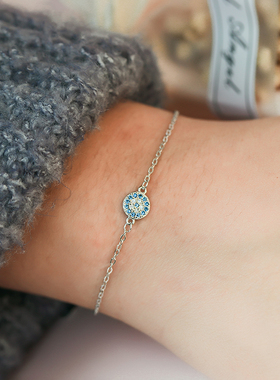 纯银恶魔之眼韩版冷淡风手链