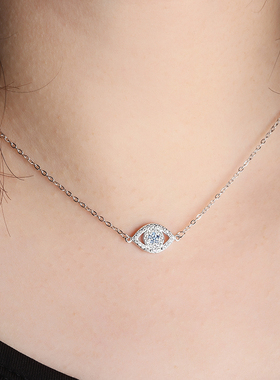 纯银恶魔之眼吊坠锁骨链