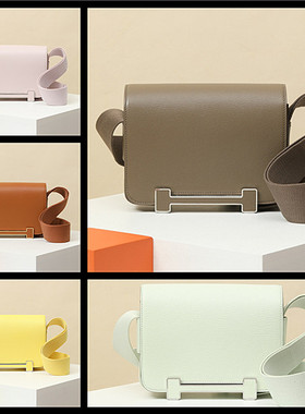 裴格H家全手工手缝geta木屐包珐琅扣chevre山羊皮20单肩斜跨女包