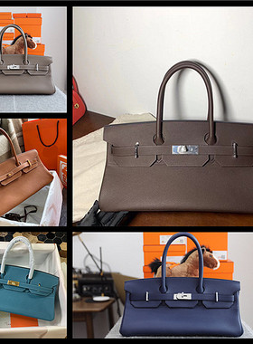 裴格H家全手工手缝蜡线Shoulder铂金包原版togo牛皮42cm凯莉女包