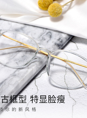 纯钛近视眼镜架复古透明眼镜框b钛超轻平光眼镜2212B眼镜女