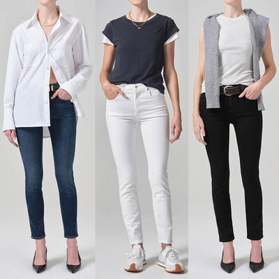 超好看紧身弹力小脚九分牛仔裤