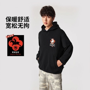 李宁长安少年冬季新款加厚套头男士长袖保暖休闲运动卫衣AWDVH93