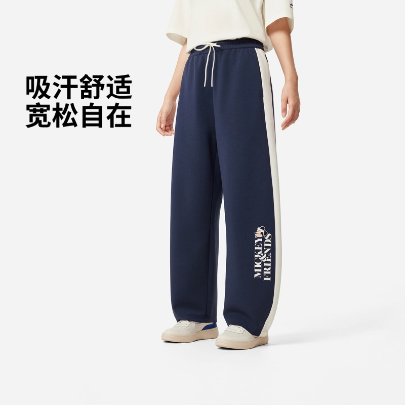 正品李宁运动长裤女迪士尼米妮联名直筒吸汗舒适宽松卫裤AKLV350