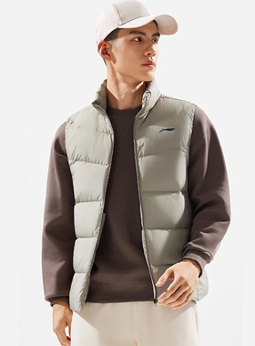 正品李宁2026新品男子健身90%鸭绒保暖运动休闲羽绒马甲AMRV037