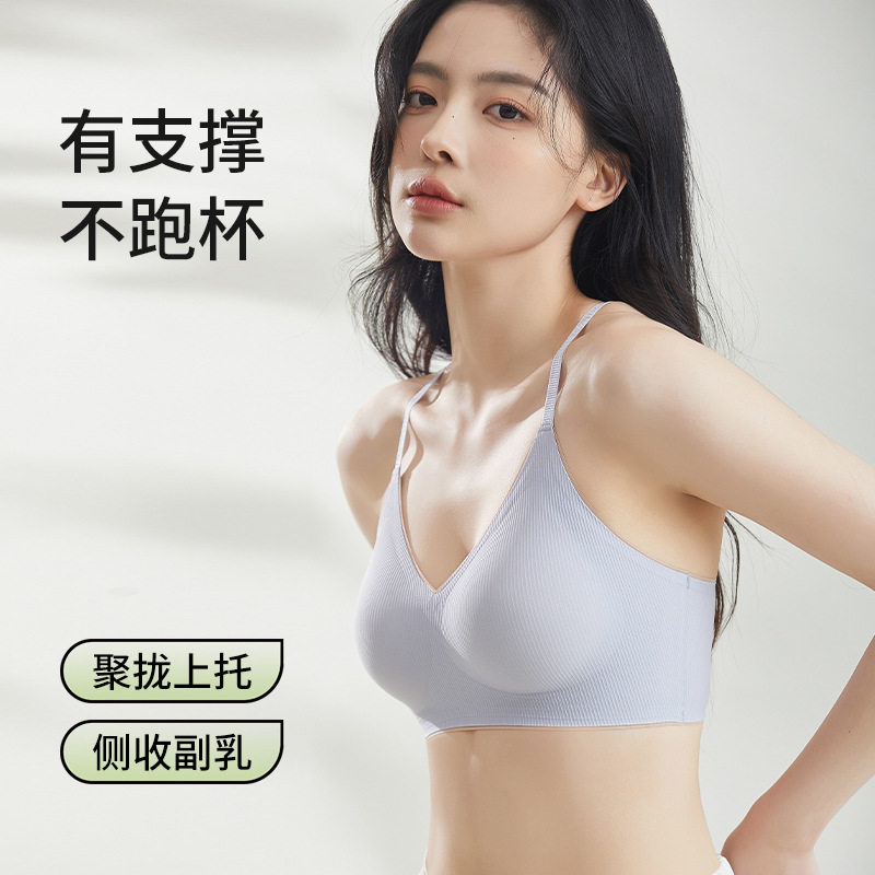 新款简约休闲无痕内衣女士性感吊带美背裹胸透气女生无钢圈文胸